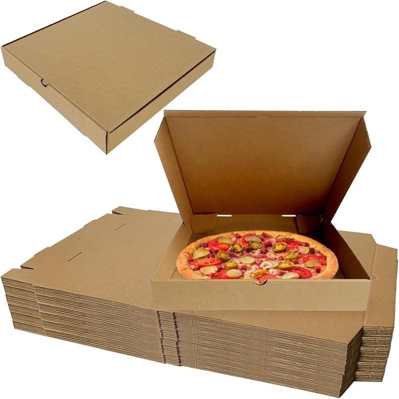 Pizza Boxes Corrugated Fries Burger Packaging Printed Round Kraft Paper