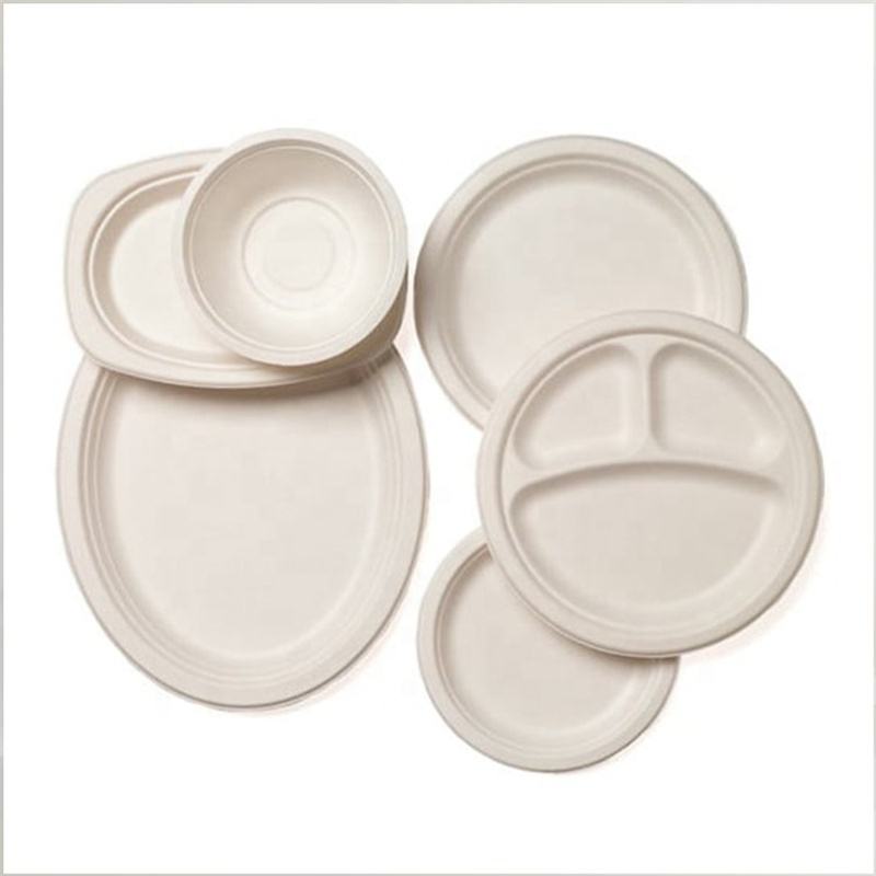 Party Sugarcane Bagasse Pulp Plate Utensil