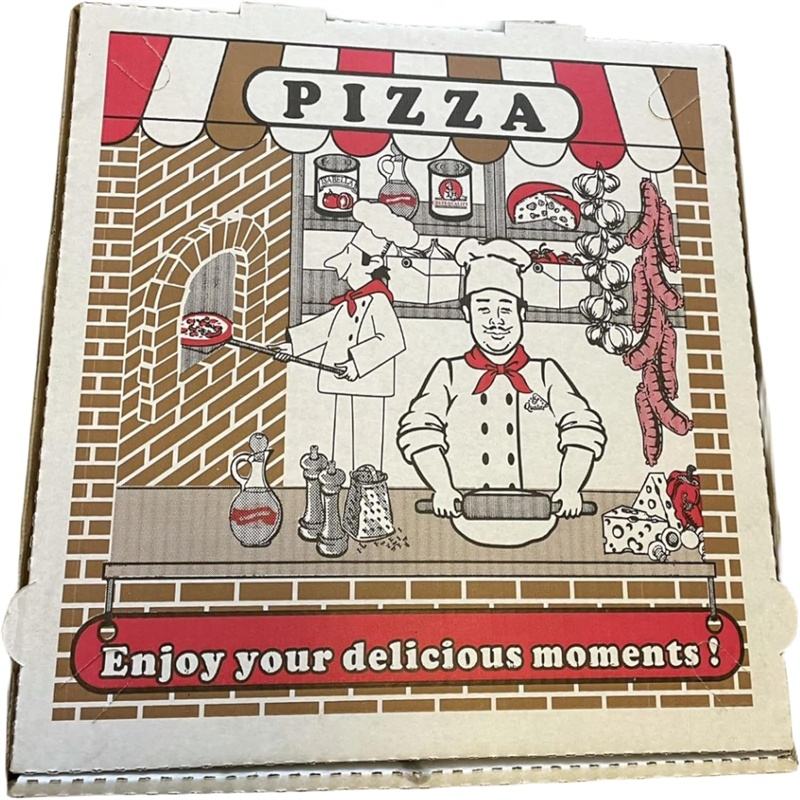 White Cardboard Corrugated Takeout Pizza Box