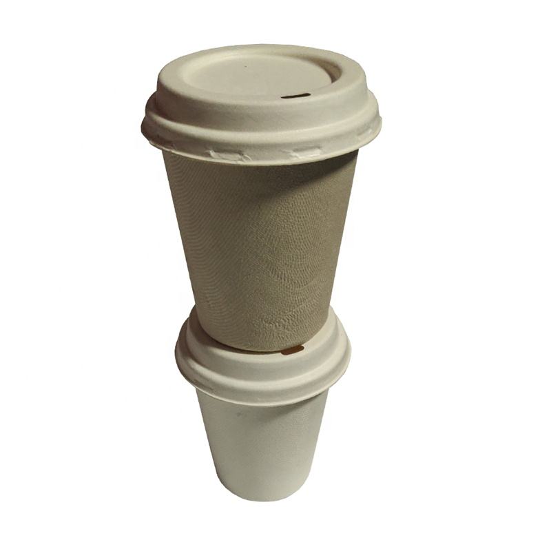 Biodegradable Compostable Sugarcane Bagasse Coffee Paper Cup with Lids