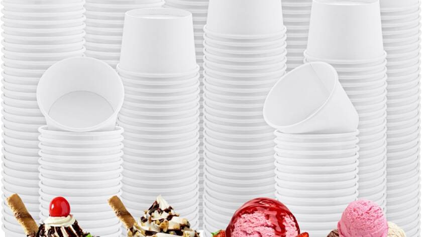 100 Pack Disposable Paper Ice Cream Cups